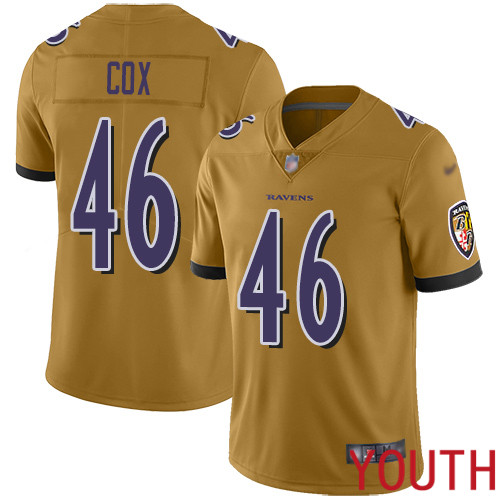 Baltimore Ravens Limited Gold Youth Morgan Cox Jersey NFL Football #46 Inverted Legend->youth nfl jersey->Youth Jersey